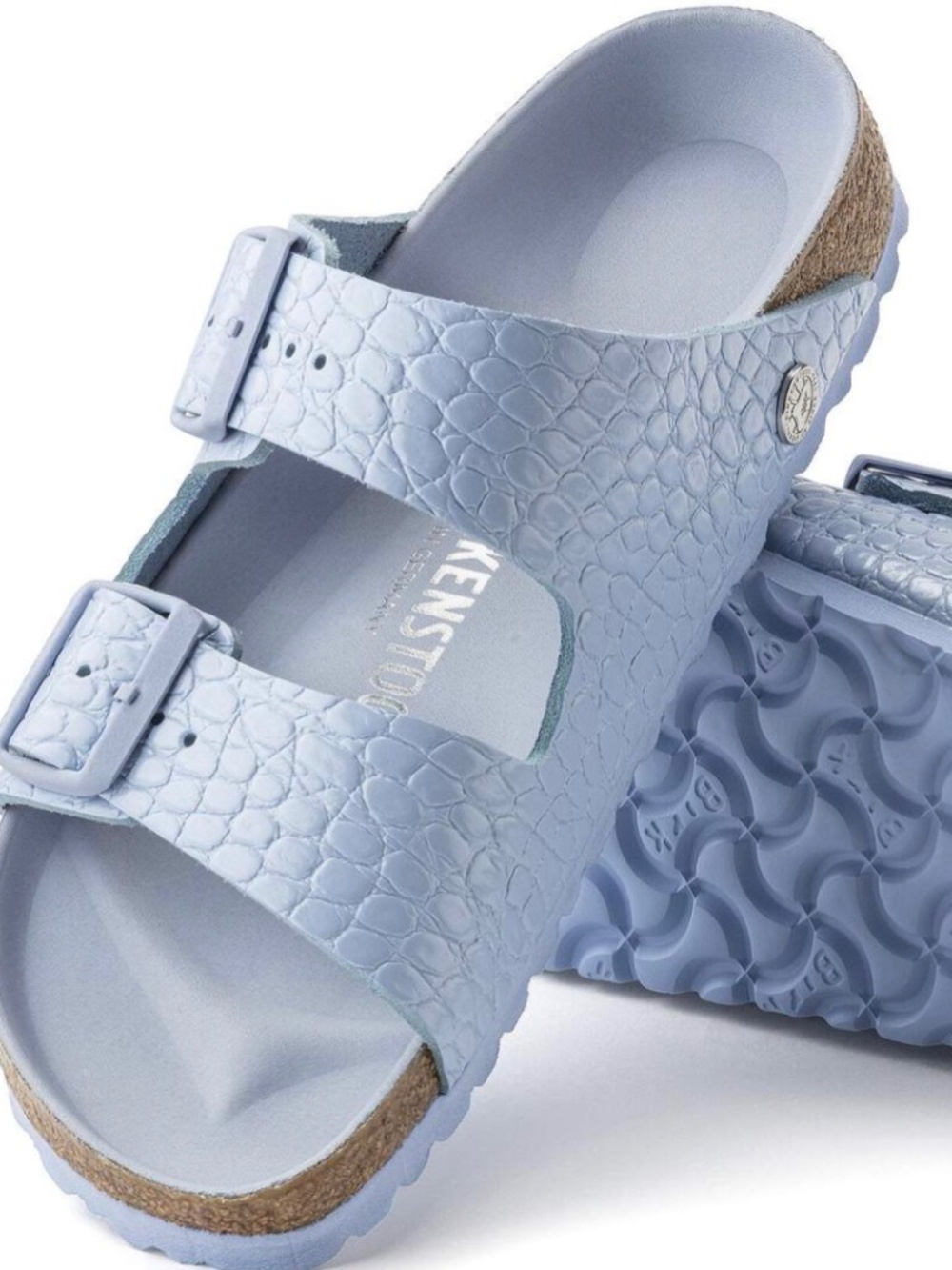 Arizona Embossed Leather in Dusty Blue - Picture 1 of 7